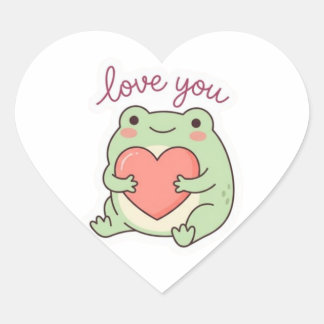 Love You Kikker Sticker Schattige Kikker Hart Zach