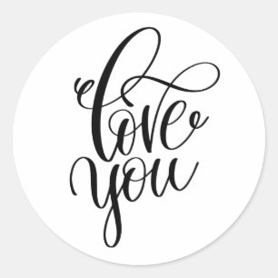 Love You Klassieke Ronde Sticker