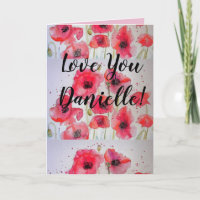 Love You Ladies Nom Red Poppy Carte Watercolor