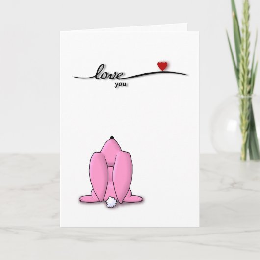 Love You - Lapin Rose Valentines Jour Carte de vac (Devant)