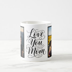 Love You Mama Twee Foto's Modern Wit Koffiemok