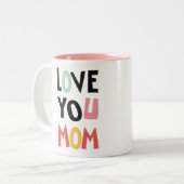 Love You Maman Mug de café à deux tons (Devant gauche)