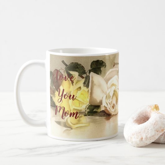 Love You Maman Rose Classic Mug Cup (Avec donut)
