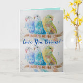 Love You Maris Nom Budgies Carte Aquarelle (Fleur jaune)