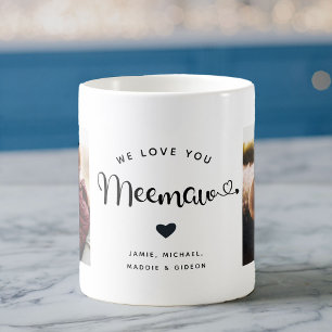 Love you Meemaw Hearts Custom Two Photo Coffee Mok