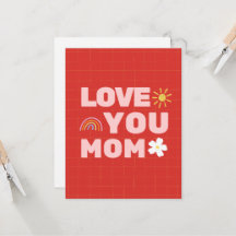 Love You Moeder Moederdag Plat Wenskaart