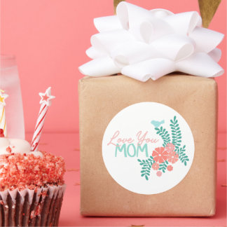 Love you mom callipraphy floral frame ronde sticker