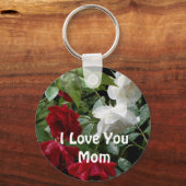 Love You Mom Drenched Rozen Flower Sleutelhanger (Voorkant)