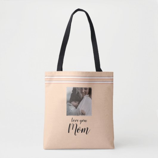 "Love you Mom" gepersonaliseerde foto cadeau Draagtas (Voorkant)