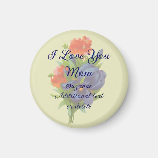 Love You Mom Iris Flower Gepersonaliseerd Magneet (Voorkant)