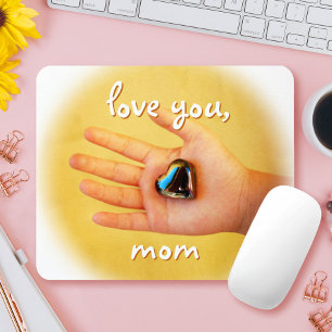 Love You Mom Kind Hand Blauw Hart Fotografie Muismat