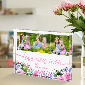 Love You Mom Moederdag Waterverf Fotocollage Fotoblokken