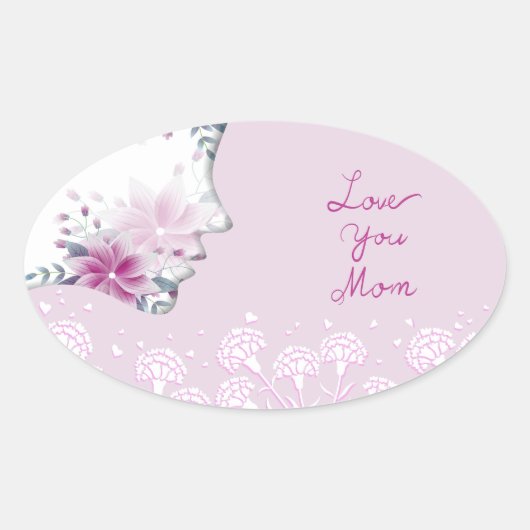 Love You Mom Oval Sticker (Devant)