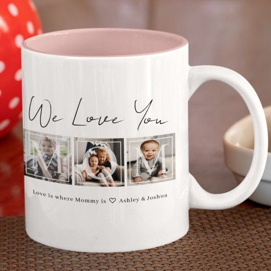 Love You Mom Photo Mug à café à deux tons