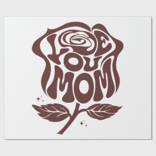Love You Mom Roos Typografie Cadeaupapier