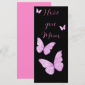 Love You Mom Roze Vlinders Custom (Voorkant / Achterkant)