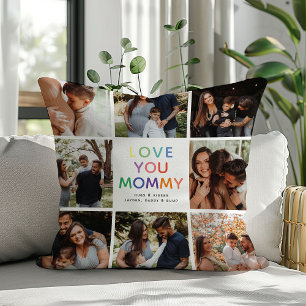 'LOVE YOU MOMMY' Rainbow Lettering Fotocollage Kussen