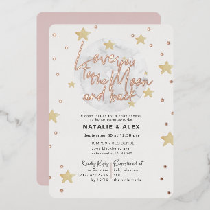 Love You Moon & Back Girl Baby Shower Folie Uitnodiging