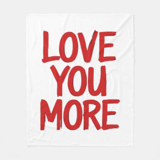 Love You More Minimal Heartfelt Design  Fleece Deken