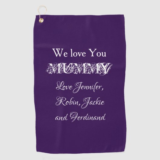 LOVE YOU MUMMY Modern Script Kinder Namen Schattig Golfhanddoek (Voorkant)