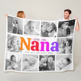 Love You Nana 10 Fotocollage Kleurrijk Modern Fleece Deken