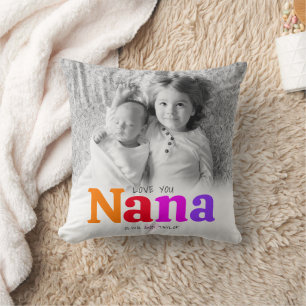 Love You Nana Kleurrijk Vet Type 2 Foto Modern Kussen