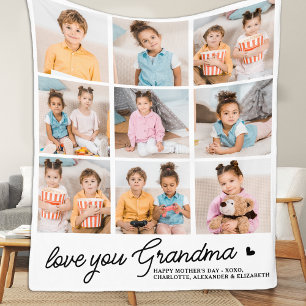 Love You Oma Custom Modern Simple 9 Foto Fleece Deken