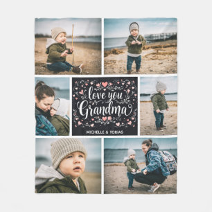 Love You Oma gepersonaliseerde 6 foto collage naam Fleece Deken
