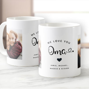 Love you OMA Hearts Custom Two Photo Coffee Mok