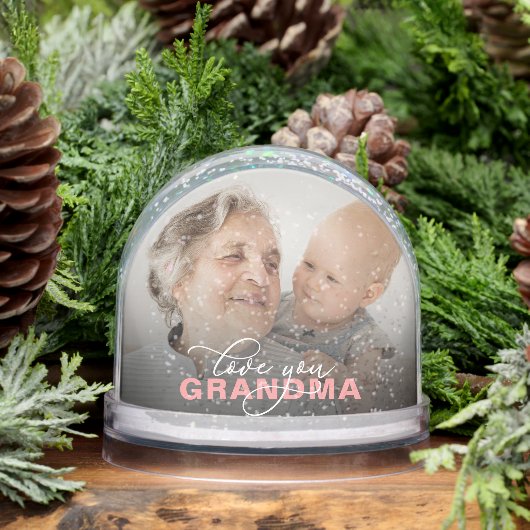 Love You Oma Modern Elegant Script 2 Foto Sneeuwbol (Winter)