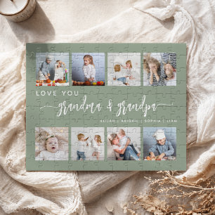 Love You Oma & Opa Salie Groen 8 Foto Legpuzzel