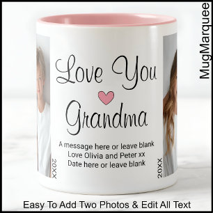Love You Oma Verjaardag Tekst & Foto's, Wit C00 Tweekleurige Koffiemok