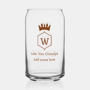 Love you opa kroon voeg naamgegevens bruin squa blikvorm glas