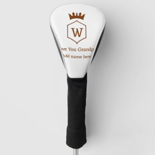 Love you opa kroon voeg naamgegevens bruin squa golfheadcover