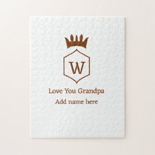 Love you opa kroon voeg naamgegevens bruin squa legpuzzel