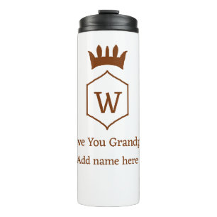 Love you opa kroon voeg naamgegevens bruin squa thermosbeker