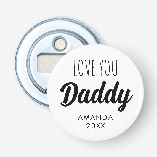 Love You 'papa' aangepaste fotocollage Button Flesopener (Voorkant)