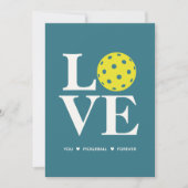 "LOVE YOU, Pickleball, Forever" Blauwgroen Blauwe  Feestdagenkaart (Voorkant)