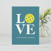 "LOVE YOU, Pickleball, Forever" Blauwgroen Blauwe  Feestdagenkaart (Staand voorkant)