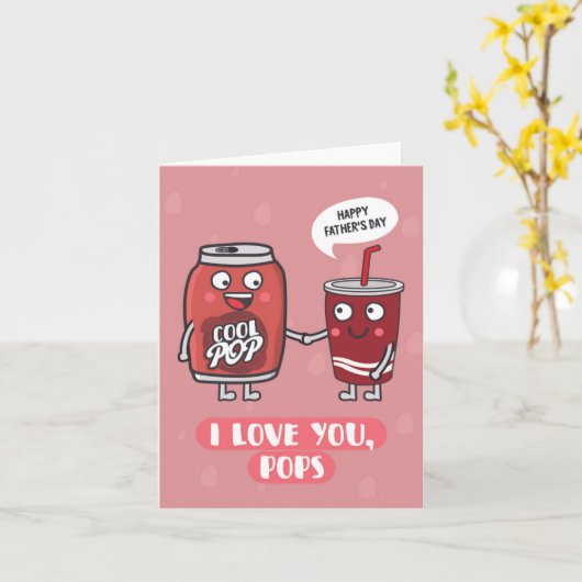 Love You Poppen Puns Vaderdag Kaart (Gele Bloem)