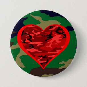 Love You Red Camo Heart Militaire Valentijn Button