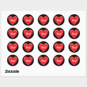 Love You Red Heart Sticker sur Solid Black (Feuille)