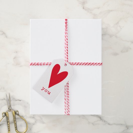 Love You Red Heart Valentine's Day Cadeaulabel (Met Touw)