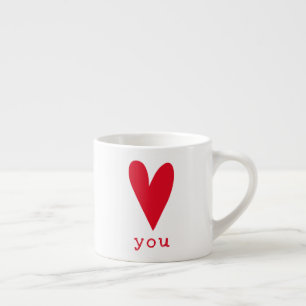 Love You Red Heart Valentine's Day Espresso Kop