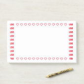 Love You Red Hearts Romantische Note Sjabloon (Op bureau)