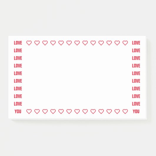 Love You Red Hearts Romantische Note Sjabloon (Voorkant)