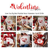 Love You Red marble Heart Valentine Carré Sticker