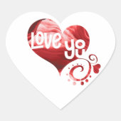 Love You Red Marble Heart Valentine Heart Sticker (Devant)