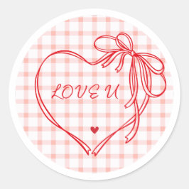 “Love You Ribbon Heart” Ronde Sticker