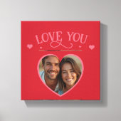 Love You Script & Heart Foto in het rood Canvas Afdruk (Voorkant)